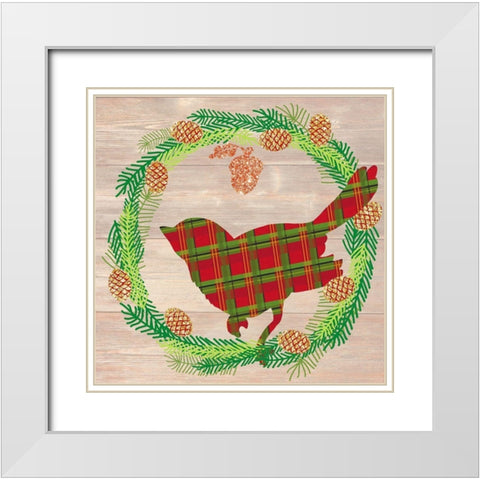 Plaid Cardinal White Modern Wood Framed Art Print with Double Matting by Dos Santos, Bella