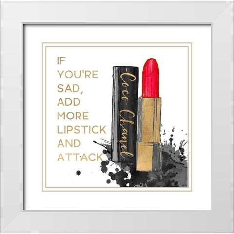 Add More Lipstick White Modern Wood Framed Art Print with Double Matting by Dos Santos, Bella