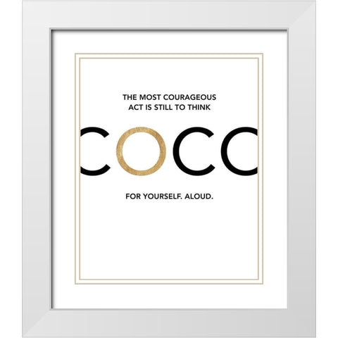 Coco - Think For Yourself White Modern Wood Framed Art Print with Double Matting by Dos Santos, Bella