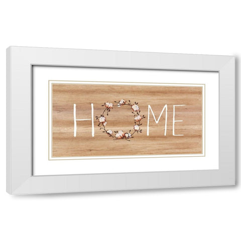 Home, Cotton Wreath White Modern Wood Framed Art Print with Double Matting by Dos Santos, Bella