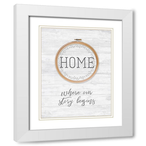 Where Our Story Begins White Modern Wood Framed Art Print with Double Matting by Dos Santos, Bella