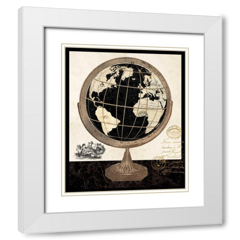 Antique French Globe White Modern Wood Framed Art Print with Double Matting by Ross, Devon
