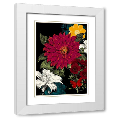 Vibrant Florals Black 1 White Modern Wood Framed Art Print with Double Matting by Ross, Devon