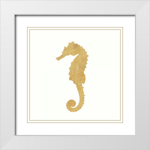 24 Karat Seahorse White Modern Wood Framed Art Print with Double Matting by Ross, Devon