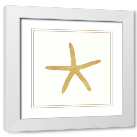 24 Karat Starfish White Modern Wood Framed Art Print with Double Matting by Ross, Devon