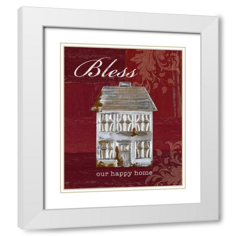 Bless Our Happy Home White Modern Wood Framed Art Print with Double Matting by Appleman, Sam