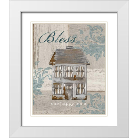 Bless Our Happy Home White Modern Wood Framed Art Print with Double Matting by Appleman, Sam
