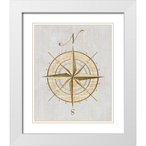 Compass Rose White Modern Wood Framed Art Print with Double Matting by Appleman, Sam