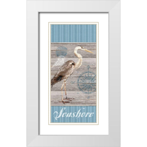 Seashore Heron White Modern Wood Framed Art Print with Double Matting by Appleman, Sam