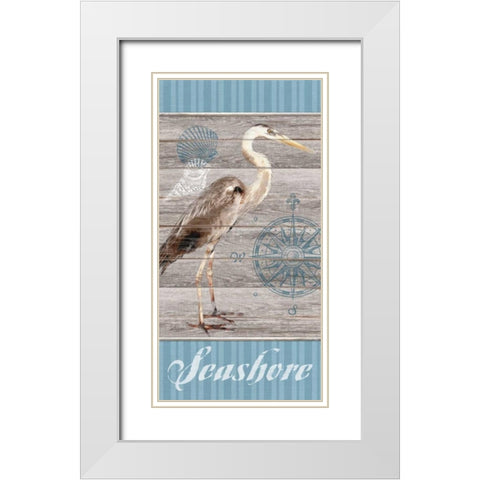 Seashore Heron White Modern Wood Framed Art Print with Double Matting by Appleman, Sam