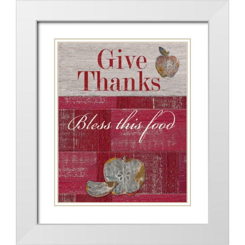 Give Thanks White Modern Wood Framed Art Print with Double Matting by Appleman, Sam