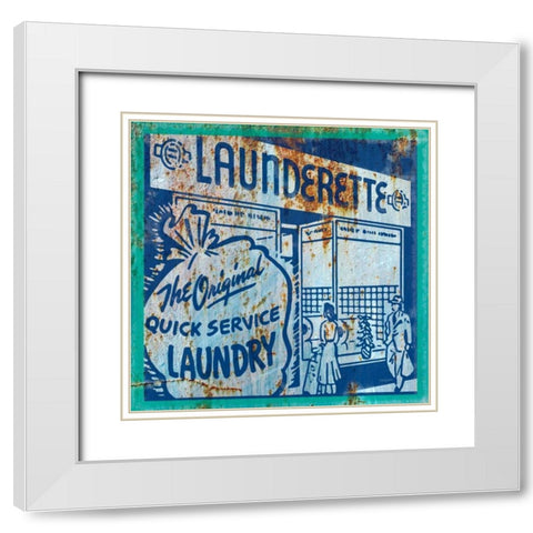 Launderette White Modern Wood Framed Art Print with Double Matting by Appleman, Sam