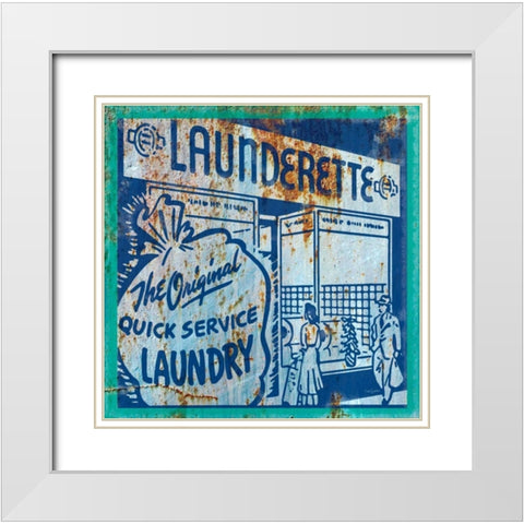 Launderette White Modern Wood Framed Art Print with Double Matting by Appleman, Sam