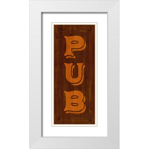 Wooden Pub Sign White Modern Wood Framed Art Print with Double Matting by Appleman, Sam