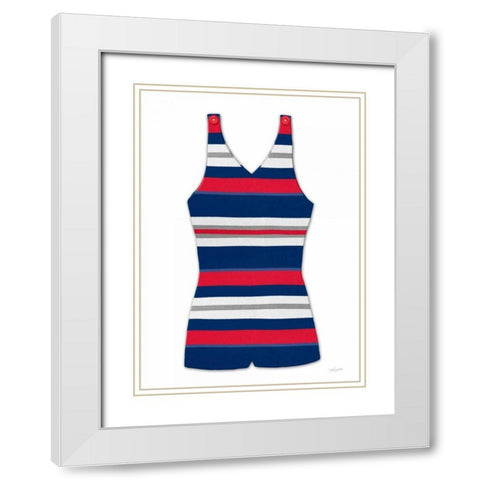 Vintage Swim Suit 1 B and R White White Modern Wood Framed Art Print with Double Matting by Appleman, Sam
