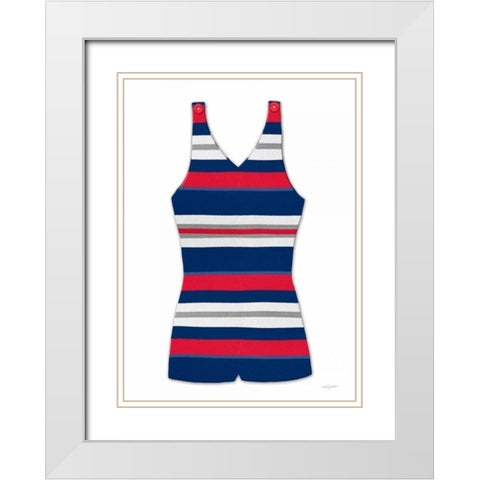 Vintage Swim Suit 1 B and R White White Modern Wood Framed Art Print with Double Matting by Appleman, Sam