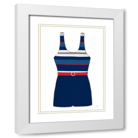 Vintage Swim Suit 2 B and R White White Modern Wood Framed Art Print with Double Matting by Appleman, Sam