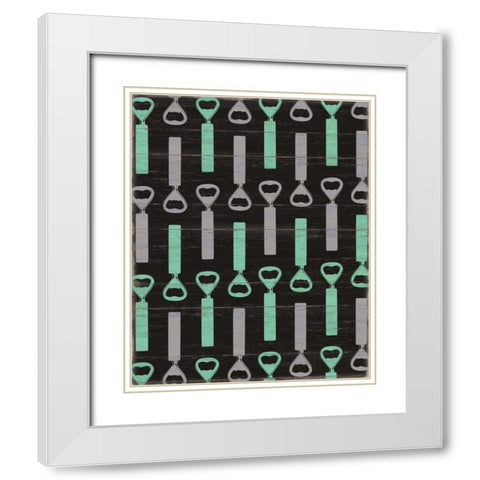 Beer Bottle Opener Pattern White Modern Wood Framed Art Print with Double Matting by Appleman, Sam