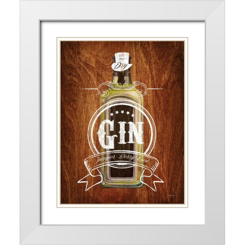 Gin Drinker Wood Sign White Modern Wood Framed Art Print with Double Matting by Appleman, Sam