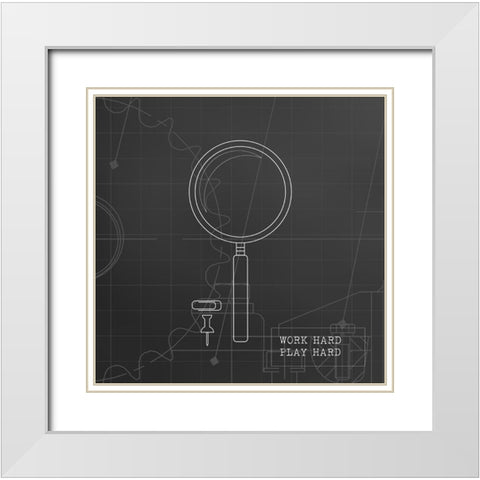 Magnify Blueprint White Modern Wood Framed Art Print with Double Matting by Appleman, Sam