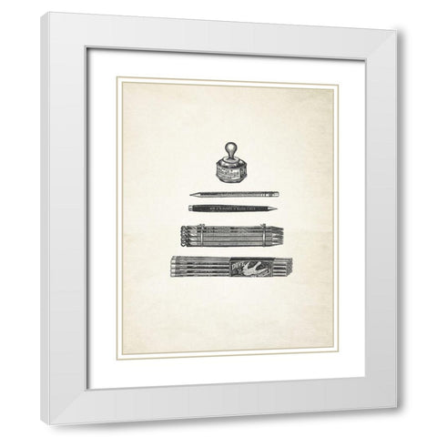 Pencils and Pen White Modern Wood Framed Art Print with Double Matting by Appleman, Sam