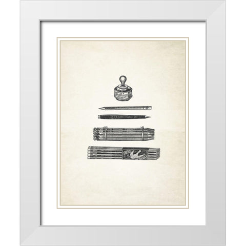 Pencils and Pen White Modern Wood Framed Art Print with Double Matting by Appleman, Sam