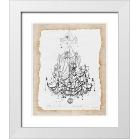 Paris Chandelier 2 White Modern Wood Framed Art Print with Double Matting by Yamada, Morgan