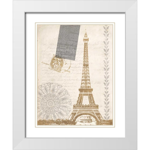The Details of Eiffel White Modern Wood Framed Art Print with Double Matting by Yamada, Morgan