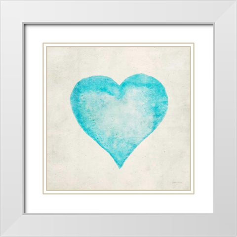Blue Heart White Modern Wood Framed Art Print with Double Matting by Yamada, Morgan