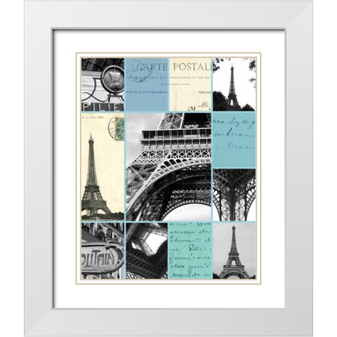 Paris Postcards White Modern Wood Framed Art Print with Double Matting by Duprais, Cameron