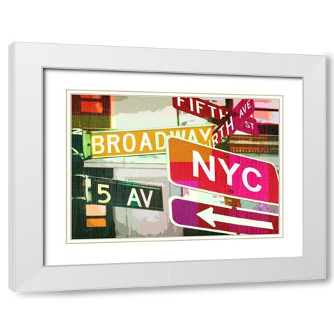 Broadway and Fifth Ave. White Modern Wood Framed Art Print with Double Matting by Taylor, Evangeline