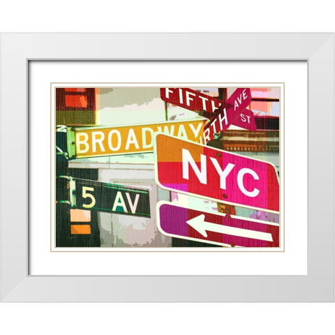 Broadway and Fifth Ave. White Modern Wood Framed Art Print with Double Matting by Taylor, Evangeline