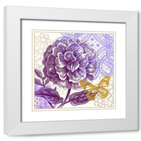 Lace Butterfly 1 White Modern Wood Framed Art Print with Double Matting by Taylor, Evangeline