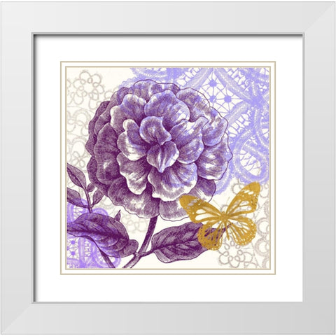 Lace Butterfly 1 White Modern Wood Framed Art Print with Double Matting by Taylor, Evangeline