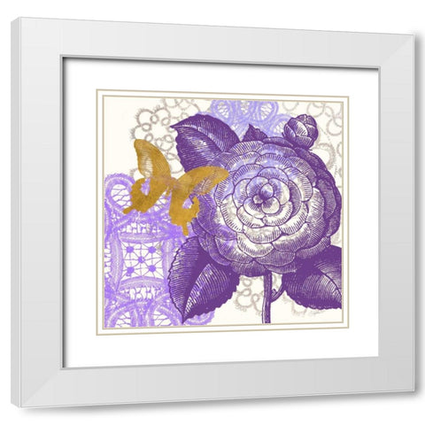 Lace Butterfly 2 White Modern Wood Framed Art Print with Double Matting by Taylor, Evangeline