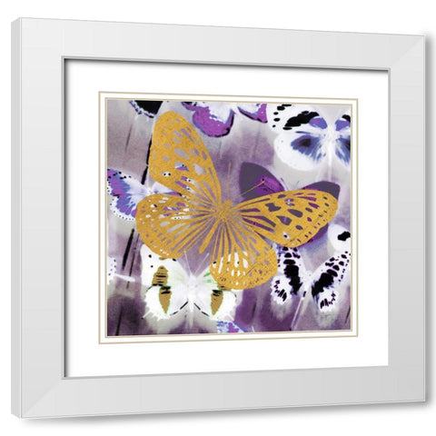 Raining Butterflies 1 White Modern Wood Framed Art Print with Double Matting by Taylor, Evangeline