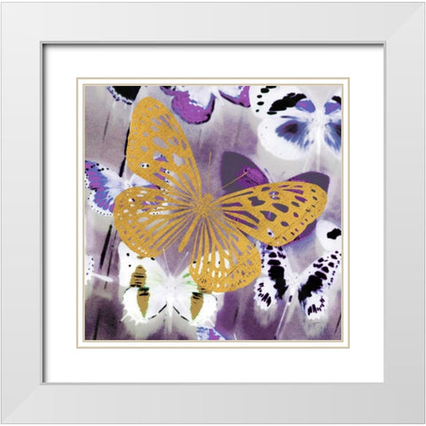 Raining Butterflies 1 White Modern Wood Framed Art Print with Double Matting by Taylor, Evangeline