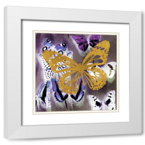 Raining Butterflies 2 White Modern Wood Framed Art Print with Double Matting by Taylor, Evangeline