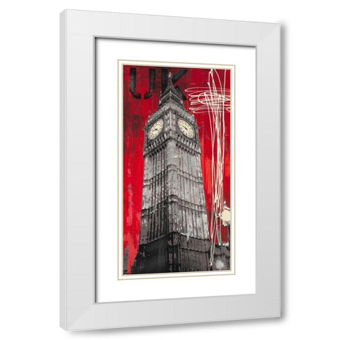 On British Time White Modern Wood Framed Art Print with Double Matting by Taylor, Evangeline