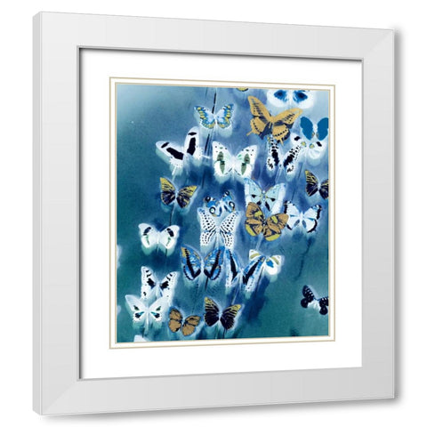Bouquet Of Butterflies White Modern Wood Framed Art Print with Double Matting by Taylor, Evangeline