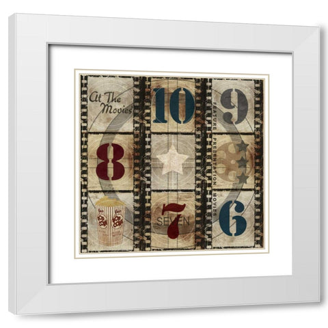 At The Movies Countdown White Modern Wood Framed Art Print with Double Matting by Taylor, Evangeline
