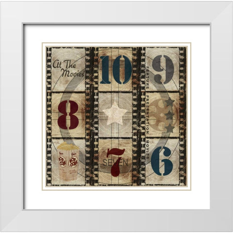 At The Movies Countdown White Modern Wood Framed Art Print with Double Matting by Taylor, Evangeline