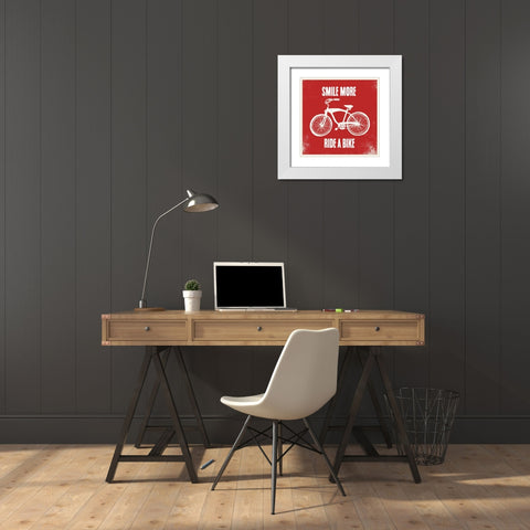 Smile More Ride a Bike White Modern Wood Framed Art Print with Double Matting by Taylor, Evangeline