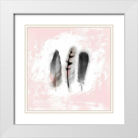 Watercolor Feather Study 1 in Pink White Modern Wood Framed Art Print with Double Matting by Taylor, Evangeline