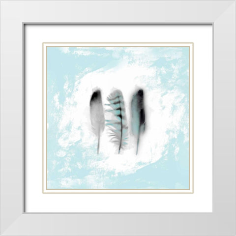 Watercolor Feather Study 3 in Blue White Modern Wood Framed Art Print with Double Matting by Taylor, Evangeline