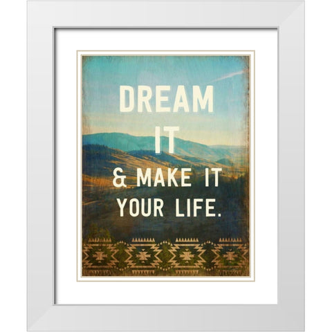Dream It White Modern Wood Framed Art Print with Double Matting by Taylor, Evangeline