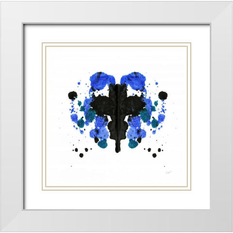 Ink Blot Indigo 1 White Modern Wood Framed Art Print with Double Matting by Taylor, Evangeline