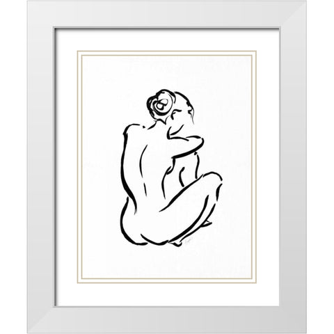 Gestural Figure Study Back White Modern Wood Framed Art Print with Double Matting by Taylor, Evangeline