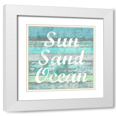 Sun Sand Ocean White Modern Wood Framed Art Print with Double Matting by Taylor, Evangeline