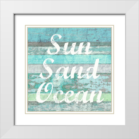 Sun Sand Ocean White Modern Wood Framed Art Print with Double Matting by Taylor, Evangeline